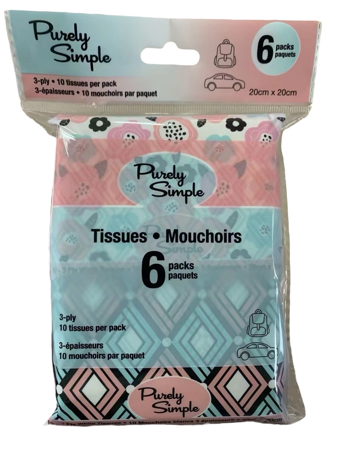 Purely Simple 6 Packs of Tissues 3 Ply 7.8in