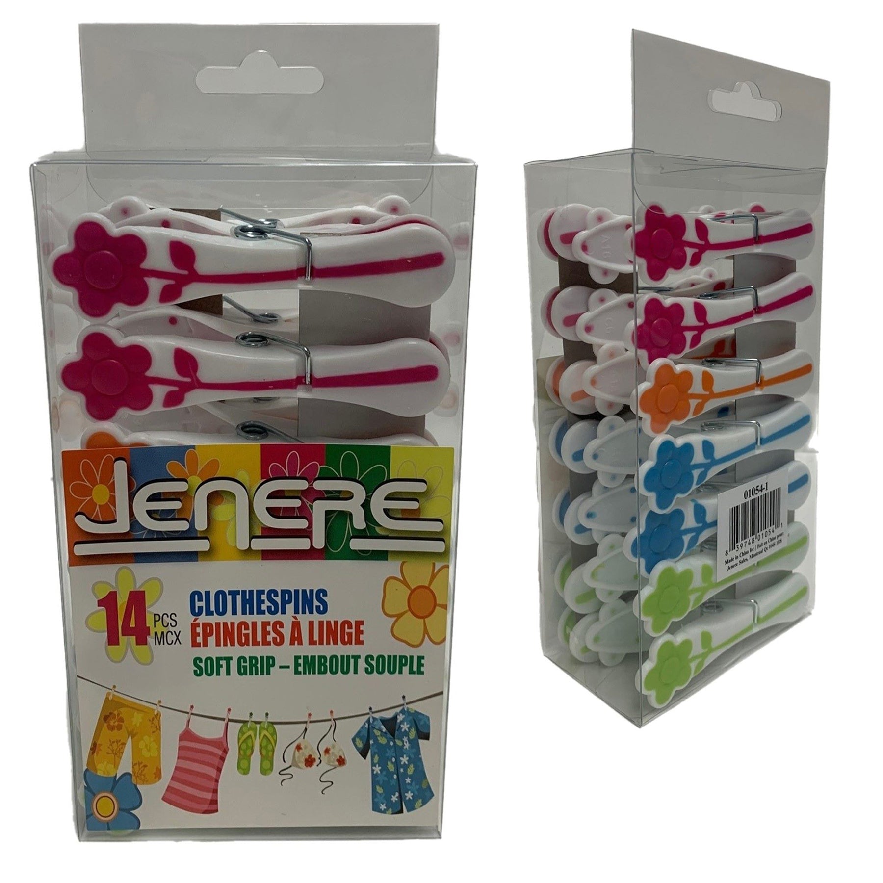 Jenere 14 Plastic Clothespins - Flower Printed 3.4x0.75in
