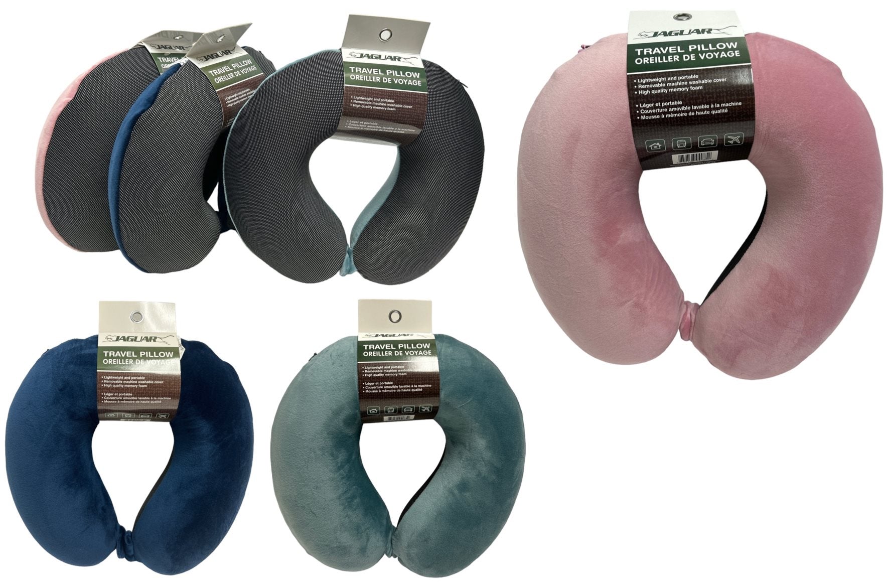 Jaguar Memory Foam Travel Pillow 13x12.5x3.5in  VRT 