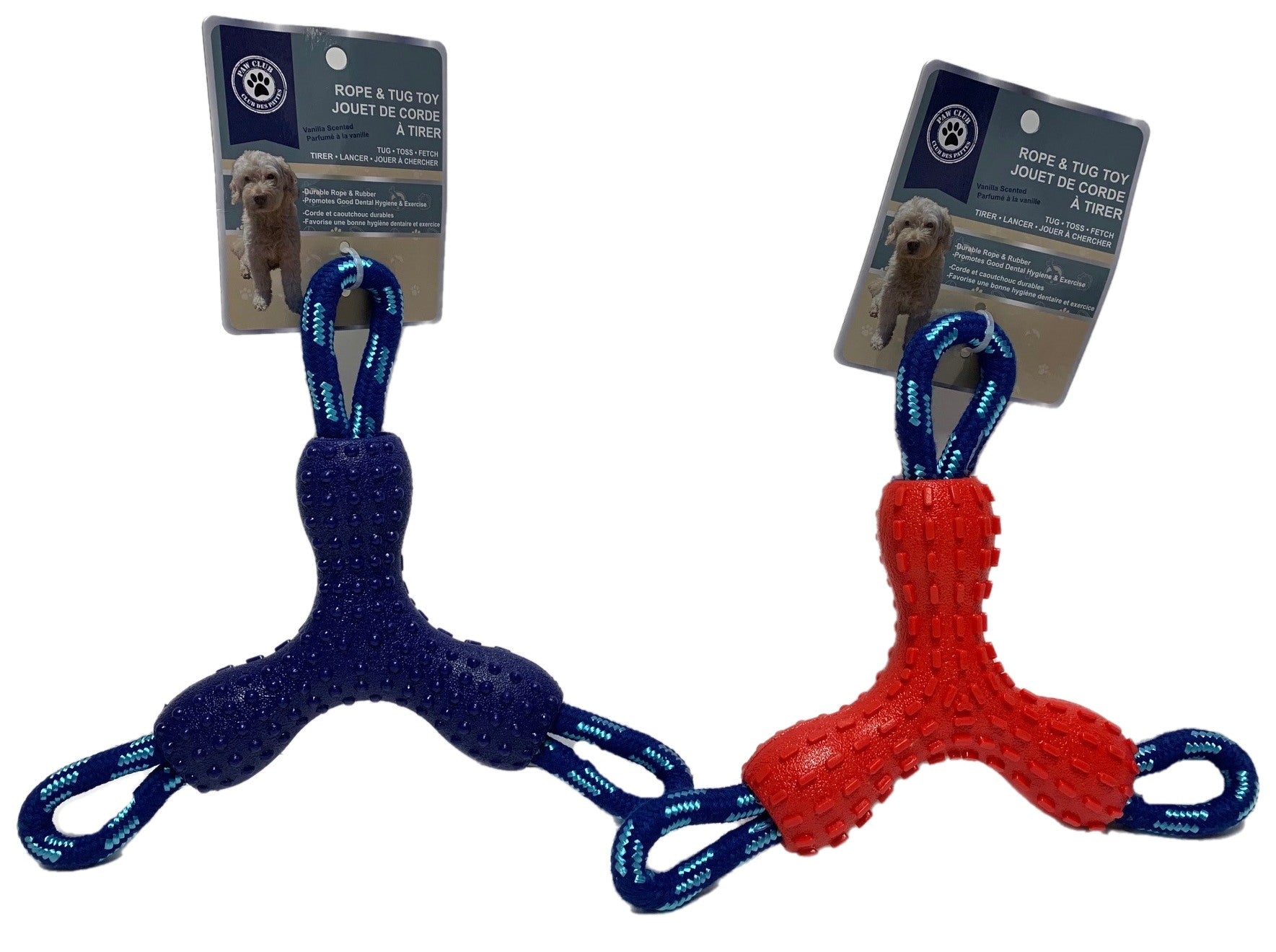 Paw Club Dog Rope and Rubber Tug Toy 10in VRT 