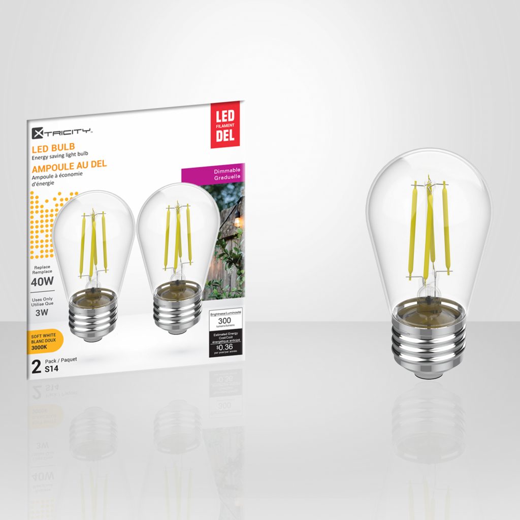 Xtricity 2 S14 Led Soft White Dimmable 3W Light Bulbs E26 Base 