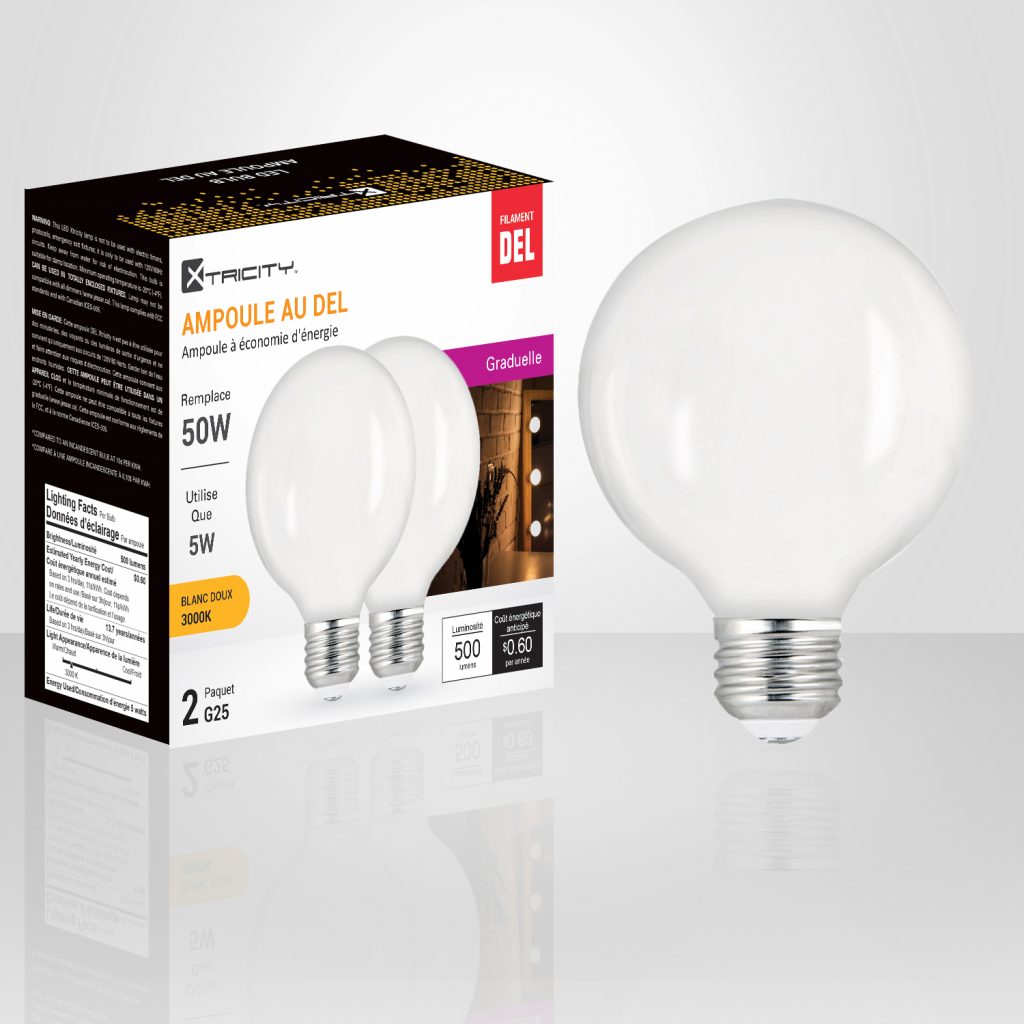 Xtricity 2 G25 Led Soft White Dimmable 5W Light Bulbs E26 Base 