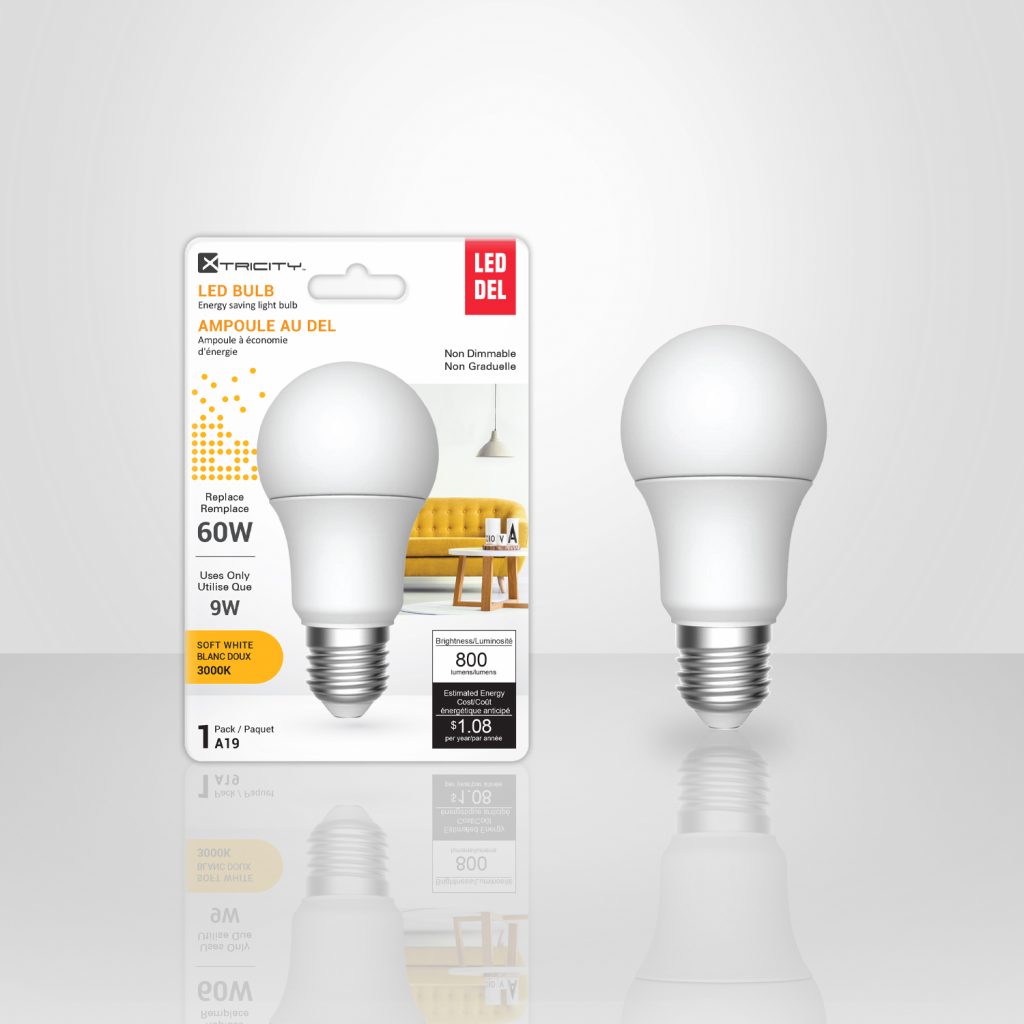 Xtricity A19 Led Soft White Non Dimmable 9W Light Bulb E26 Base 