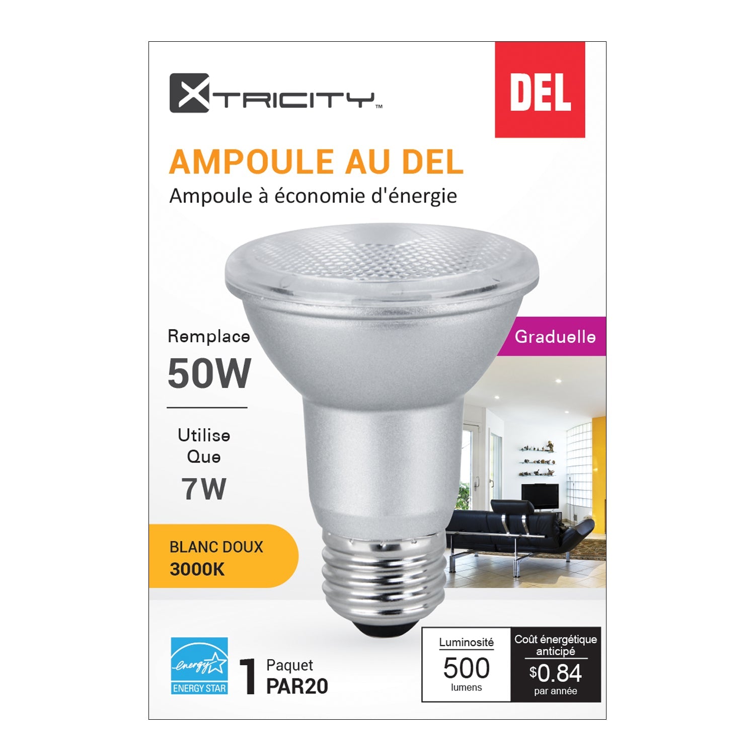 Xtricity PAR20 Led Soft White Dimmable 7W Light Bulb E26 Base 