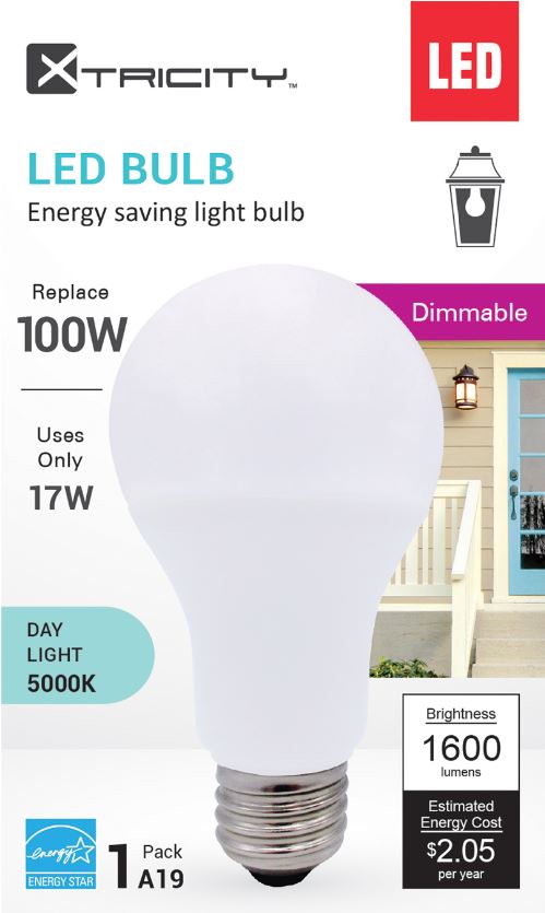 Xtricity A19 Led Day Light Dimmable 17W Light Bulb E26 Base 