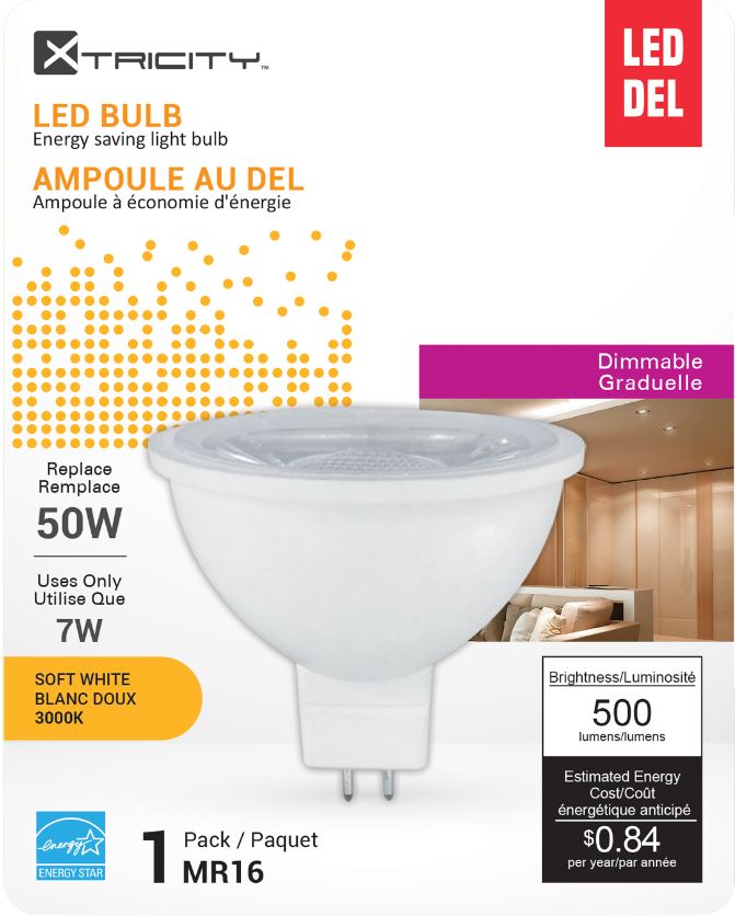 Xtricity MR16 Led Soft White Dimmable 7W Light Bulb GU5.3 Bi-pin Base 