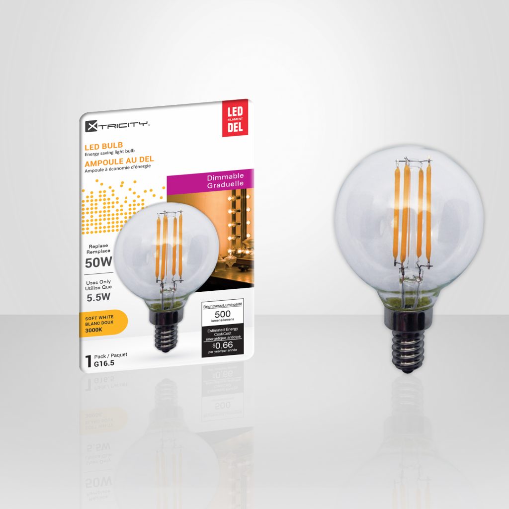 Xtricity G16.5 Led Soft White Dimmable 5.5W Light Bulb E12 Base