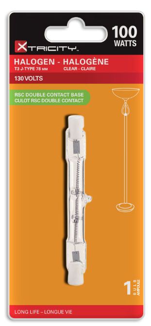 Xtricity T3 J-Type 78mm Halogen Clear 100W Light Bulb RSC Double Contact Base