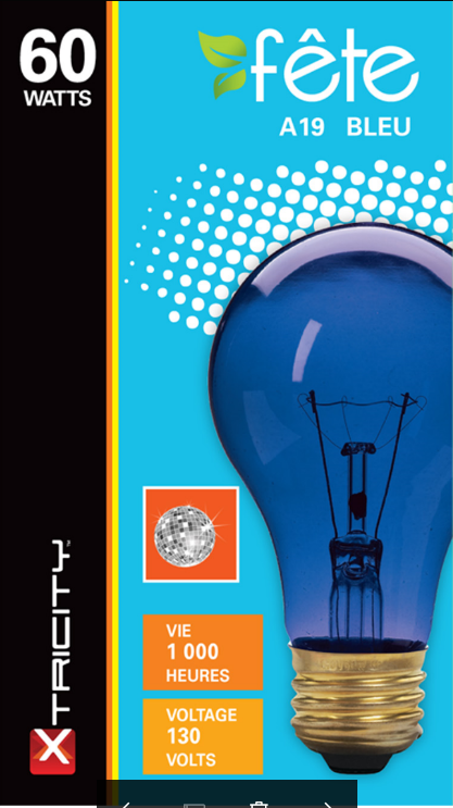 Xtricity A19 60W Blue Light Bulb E26 Base 
