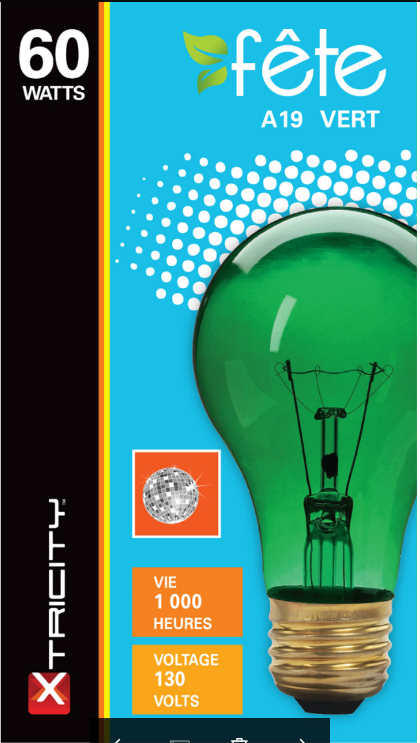 Xtricity A19 60W Green Light Bulb E26 Base 