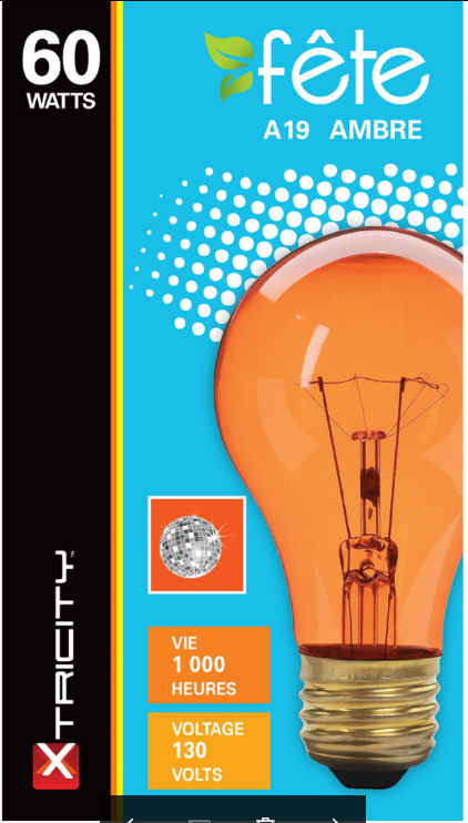 Xtricity A19 60W Amber Light Bulb E26 Base 