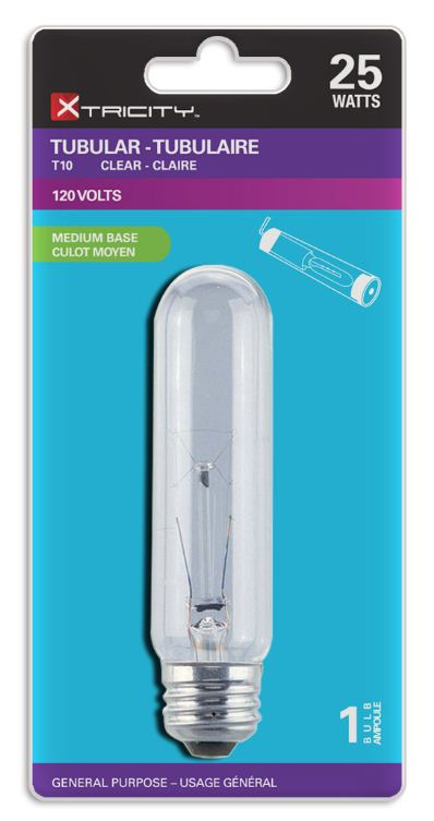 Xtricity T10 Tubular Clear 25W Light Bulb E26 Base 