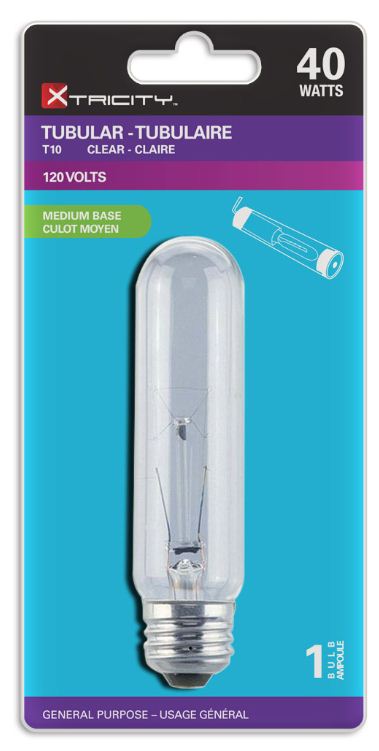 Xtricity T10 Tubular Clear 40W Light Bulb E26 Base 