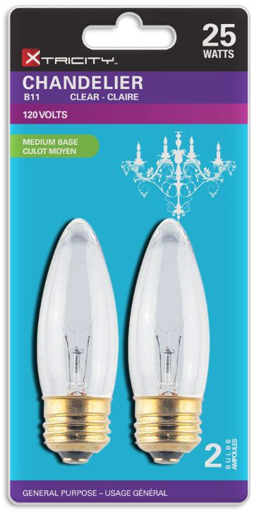 Xtricity 2 B11 Chandelier Clear 25W Light Bulbs E26 Base 