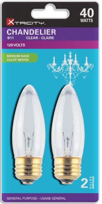 Xtricity 2 B11 Chandelier Clear 40W Light Bulbs E26 Base 