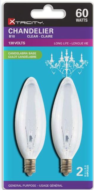 Xtricity 2 B10 Chandelier Clear 60W Light Bulbs E12 Base 