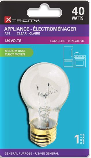 Xtricity A15 Appliance Clear 40W Light Bulb E26 Base 