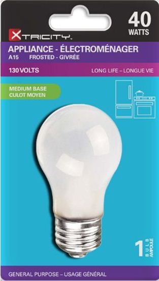 Xtricity A15 Appliance Frosted 40W Light Bulb E26 Base 