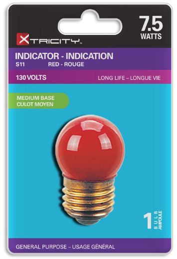 Xtricity S11 Indicator Red 7.5W Light Bulb E26 Base 
