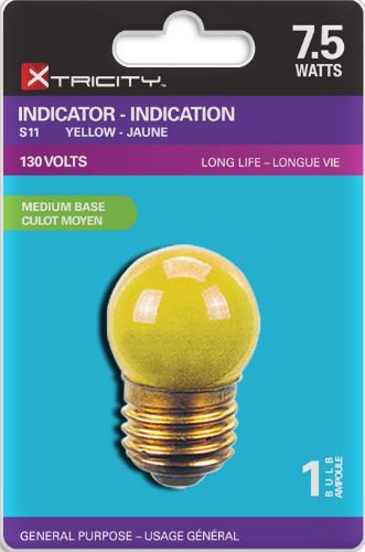 Xtricity S11 Indicator Yellow 7.5W Light Bulb E26 Base 