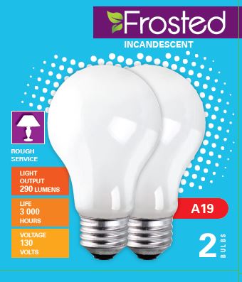 Xtricity 2 A19 Frosted Incadescent 40W Light Bulbs E26 Base 
