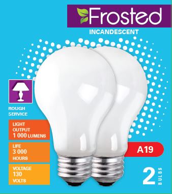 Xtricity 2 A19 Frosted Incadescent 100W Light Bulbs E26 Base 