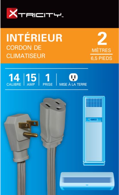 Xtricity Grey Air Conditioner Cord 2m (6.5ft) 