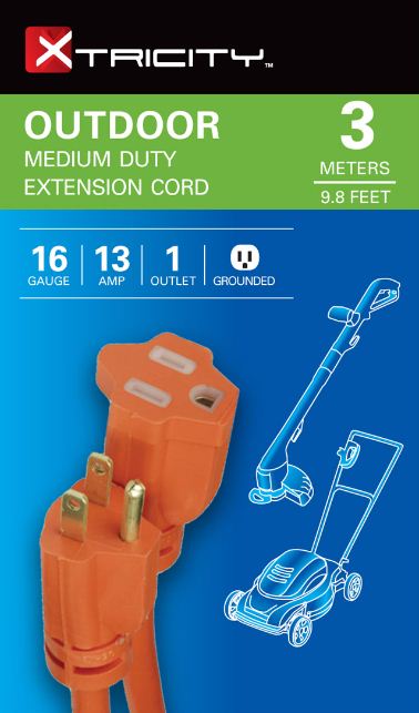 Xtricity Outdoor Orange Extension Cord 3m (9.8ft)