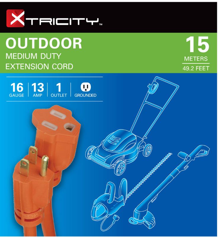 Xtricity Outdoor Orange Extension Cord 15m (49.2ft)