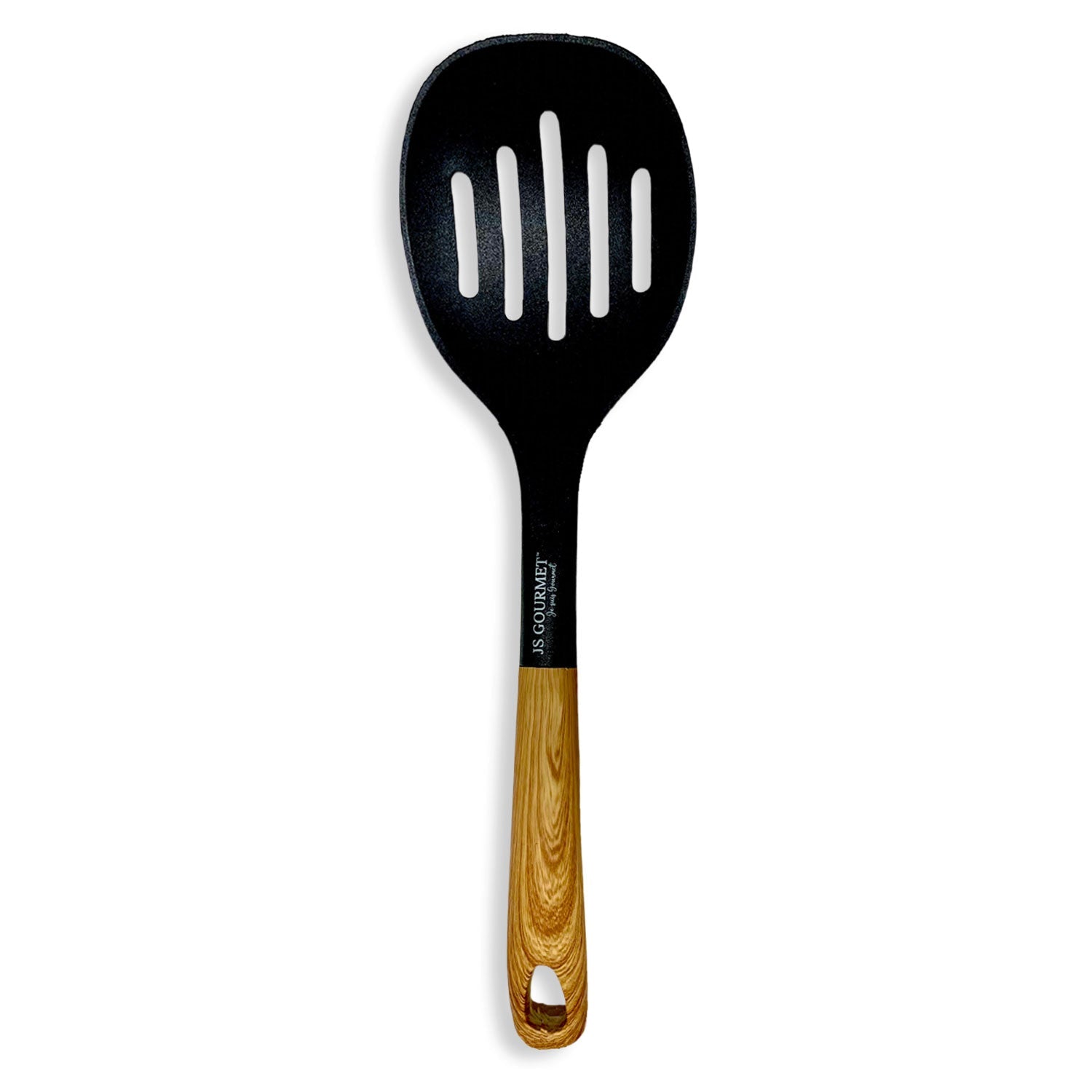 JS Gourmet Ergonomic Wood Handle Slotter Skimmer 13.25x4.1in