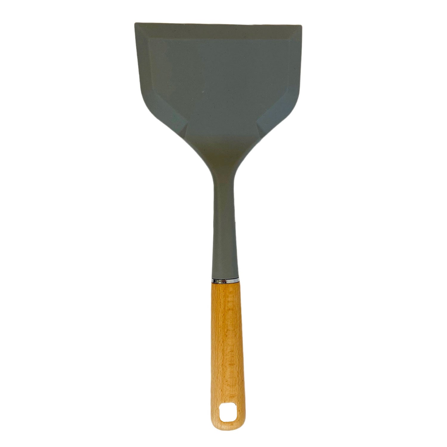 Silicone Solid Turner with Beechwood Handle. Heat Resistant and Non-stick 13.5in