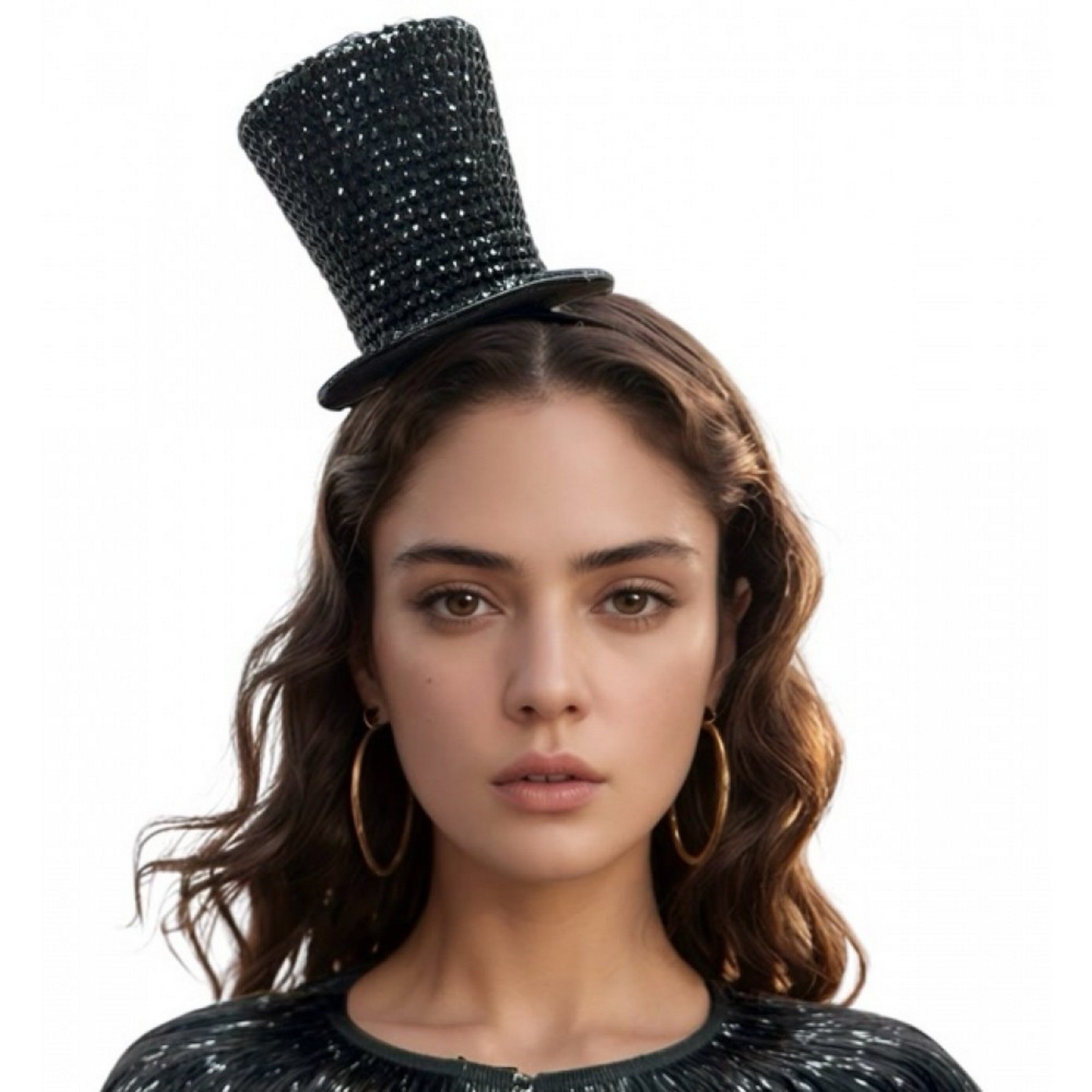 Halloween Mini Black Rhinestone Hat 