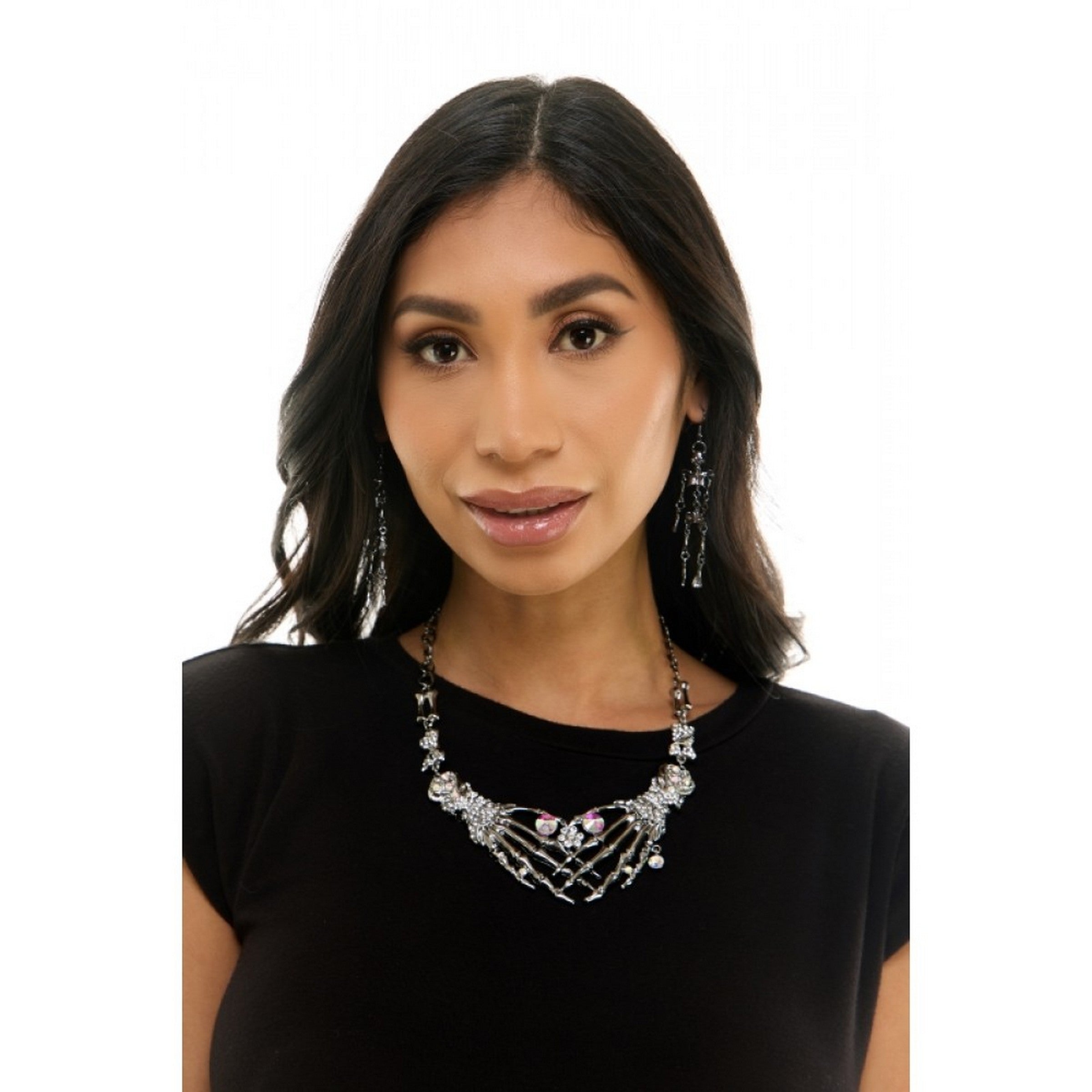 Halloween Black Skeleton Hands Necklace - Adult