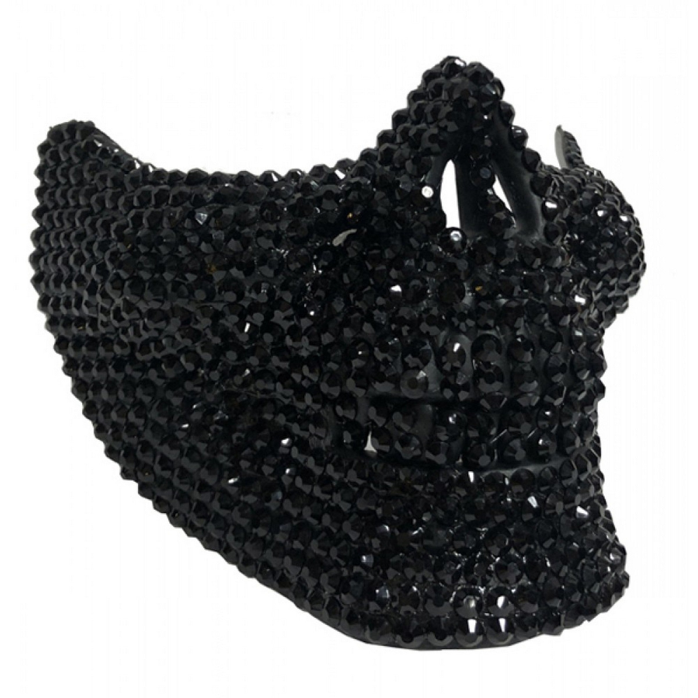 Halloween Black Rhinesone Half Skull Mask 