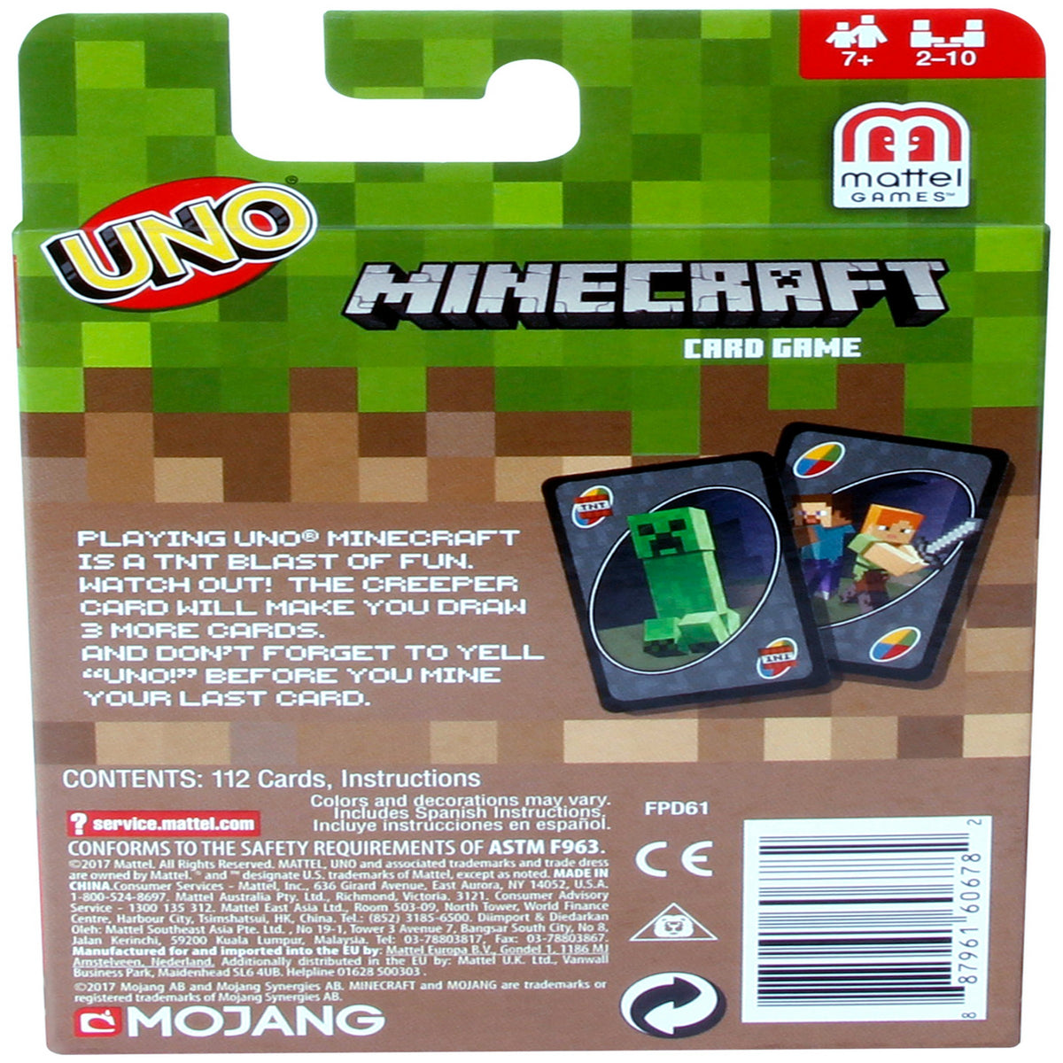 Mattel Jeu de Cartes Uno - Minecraft  7 Ans+
