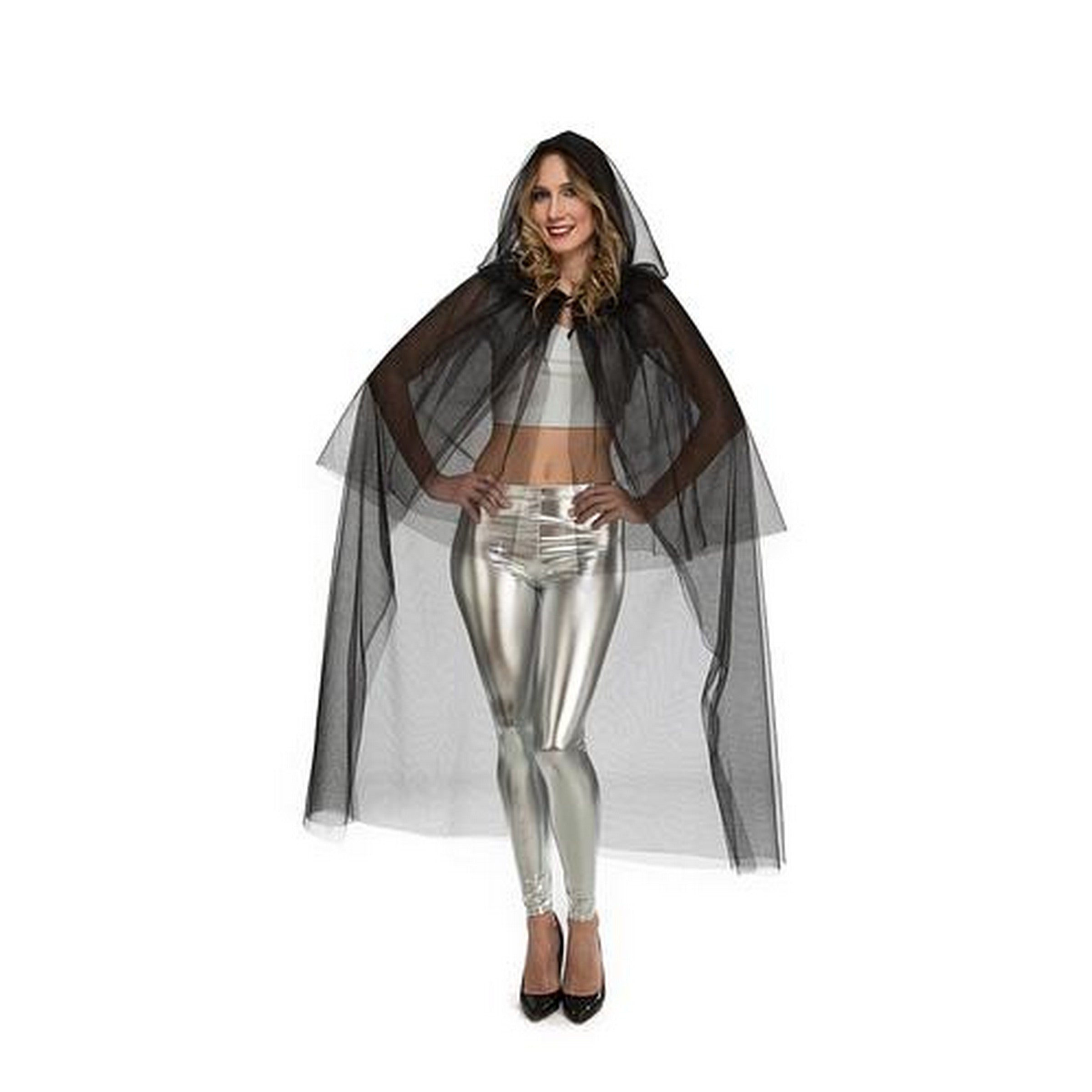Halloween Black Tulle Cape - Women M-L