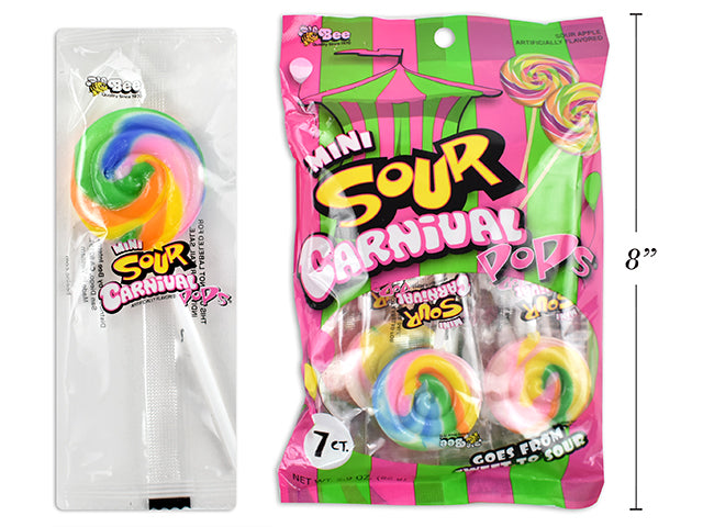 7 Mini Sour Apple Carnival Pops 2.9oz (82g) 