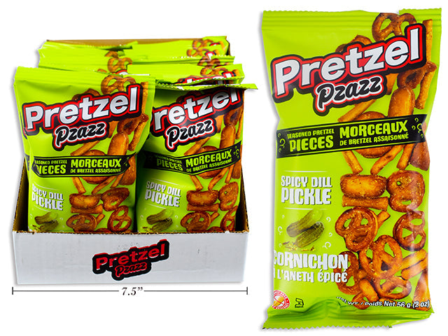 Pretzel Pzazz Seasoned Pretzel Pieces - Spicy Dill Pickle Flavor 2oz (56g)
