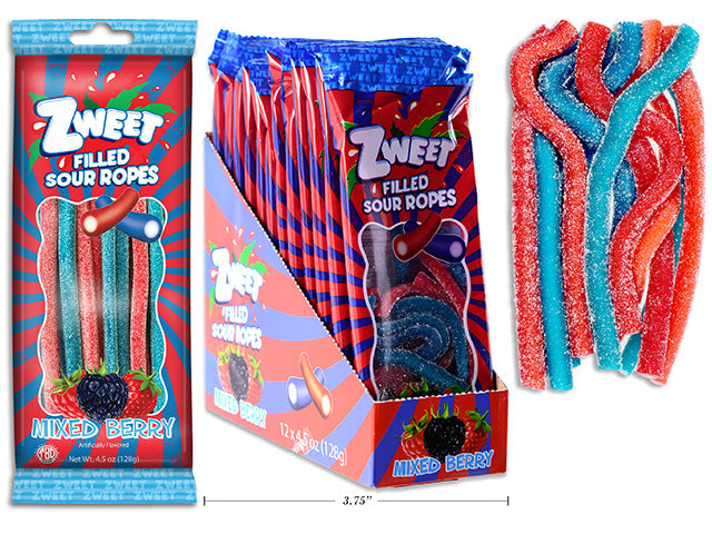Zweet Filled Sour Ropes - Mixed Berry 4.5oz (128g) 