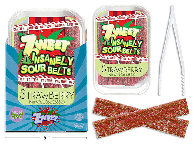 Zweet Insanely Sour Belts - Strawberry 10oz (285g)
