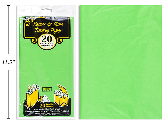 20 Sheets of Tissue Paper - Lime 20x20in  
