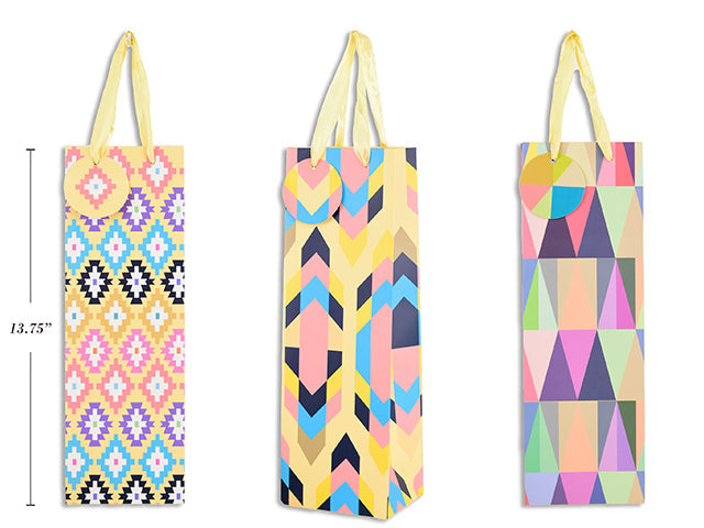 Mat Paper Bottle Gift Bag 14x4.75x3.5in VRT