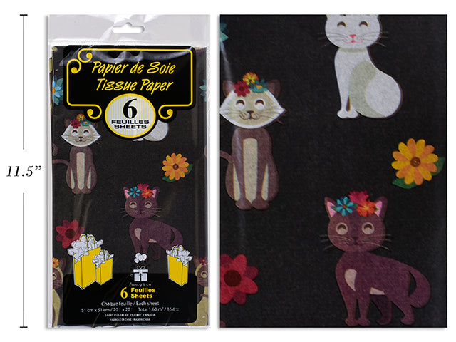 6 Sheets of Tissue Paper - Cats 20x20in
