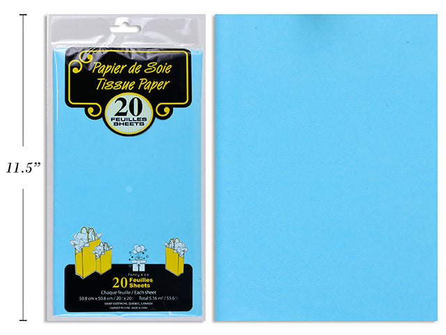 20 Sheets of Tissue Paper - Baby Blue 20x20in