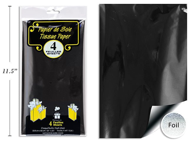 4 Sheets of Tissue Paper - Silver Foil 20x26in