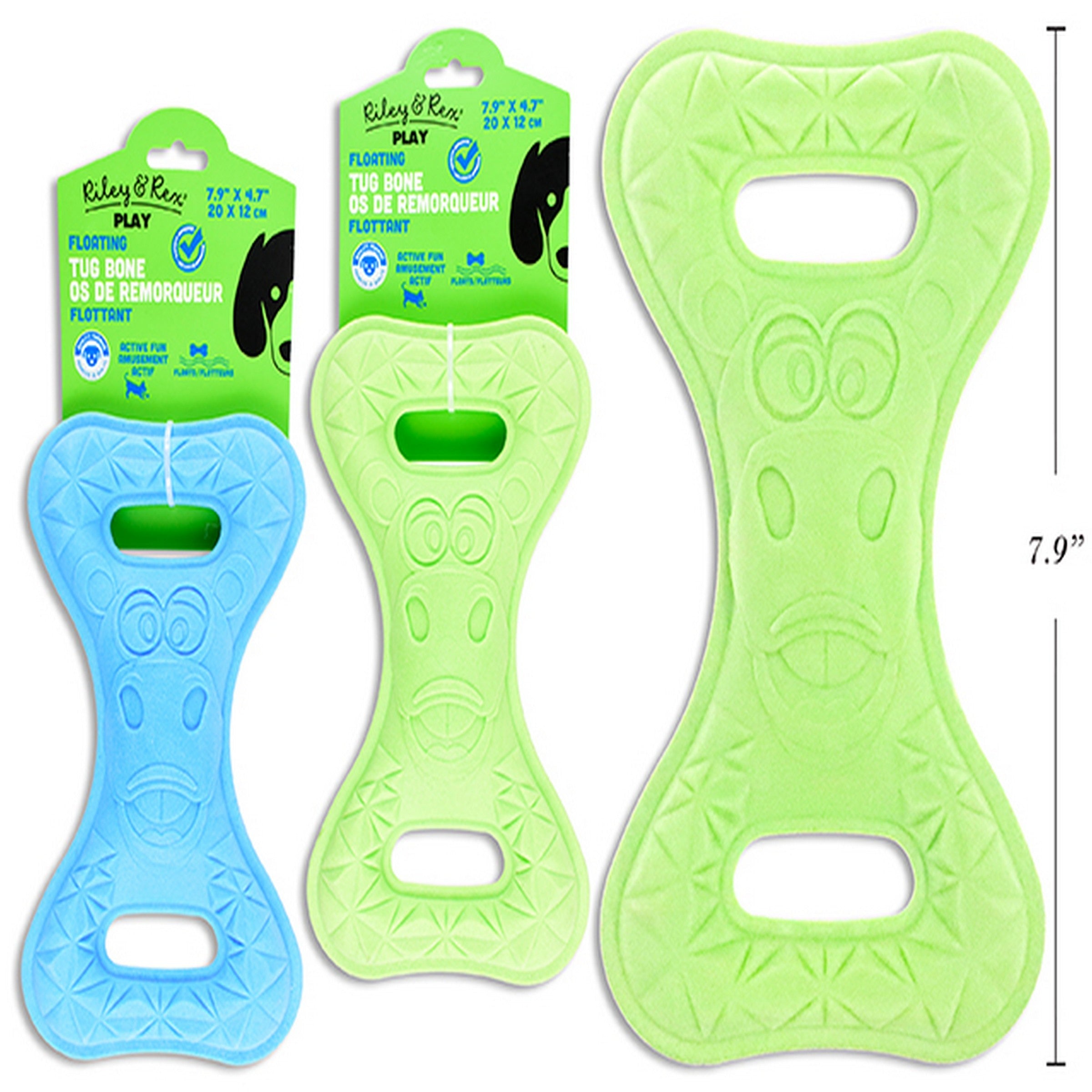 Riley & Rex Play Foam TPR Floating Tug Bone Dog Toy 7.9x4.7in VRT 