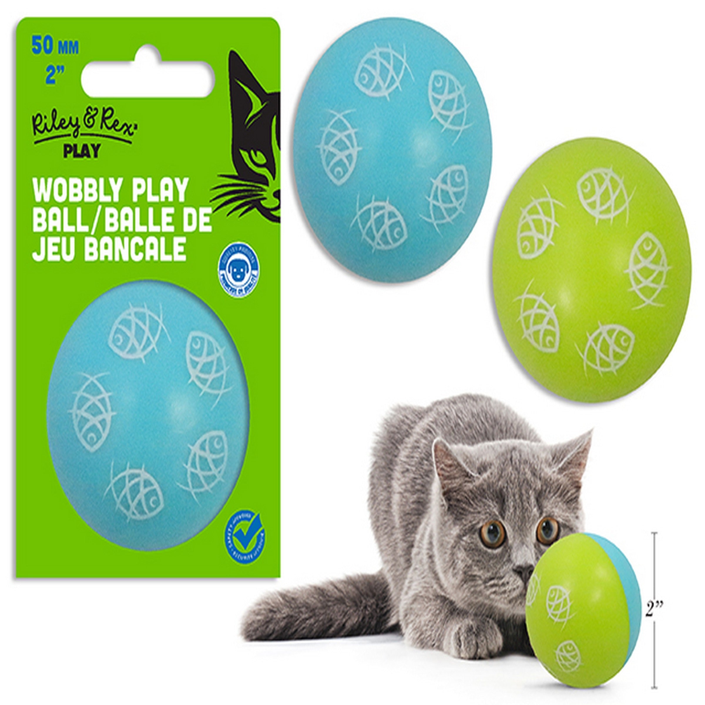 Riley & Rex Play Wobbly Play Ball Cat Toy 2in VRT 