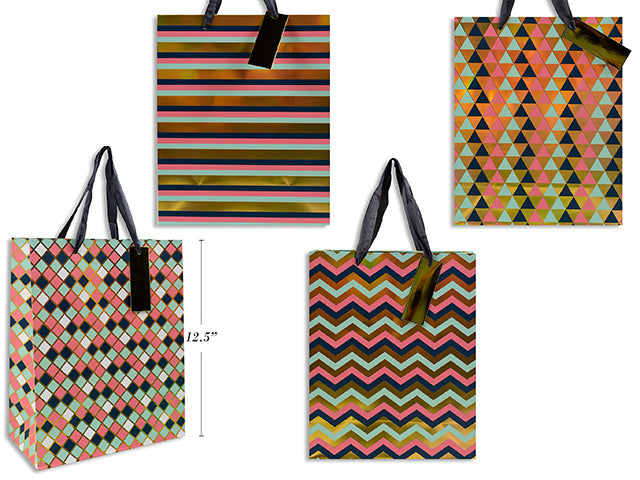 Paper Gift Bag with Gold Accent 10.2x12.5x4.9in VRT 