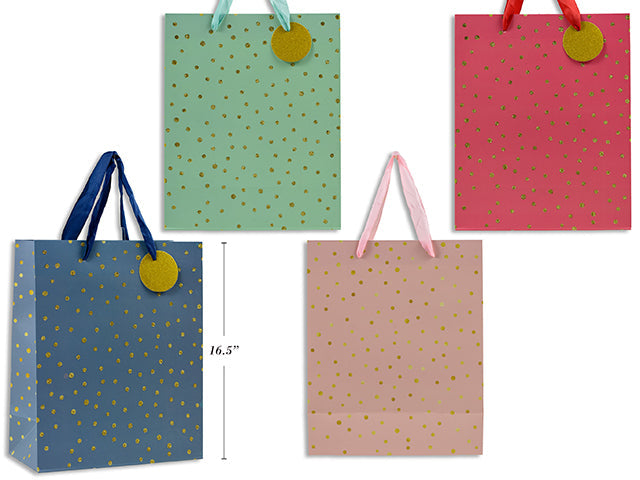 Paper Gift Bag with Glitter Poker Dots 12.5x16.5x4.5in VRT 