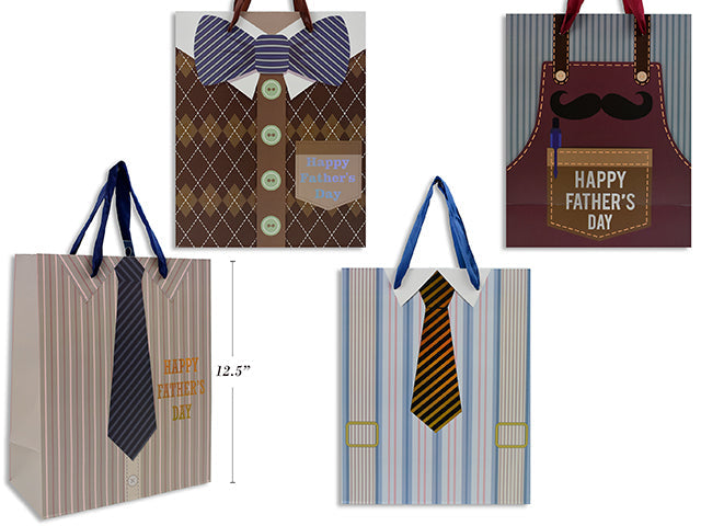 Paper Gift Bag for Men with Gold Accent 10.25x12.5x4.9in VRT 